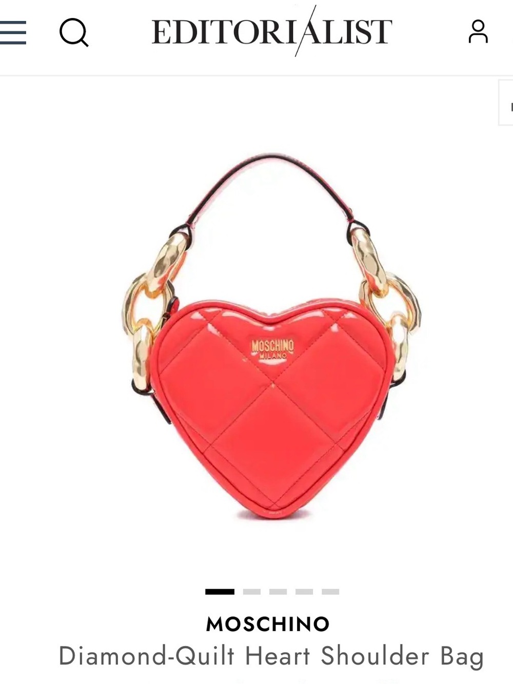 MOSCHINO RED MAXI CHAIN QUILTED HEART BAG SPRING 2023 Limited Edition